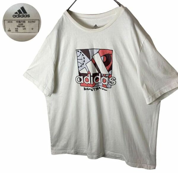 グッドデザイン古着！adidas×バスケットボール ビッグサイズホワイトTシャツ