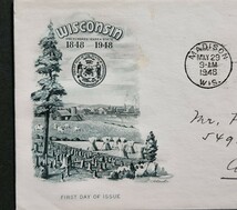 【FDC】アメリカ 1948年「ウィスコンシン州100年」初日カバー ②_画像3