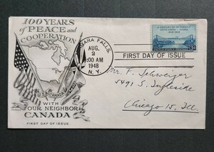 [FDC] America 1948 year [ America * Canada ..100 year ] First Day Cover 