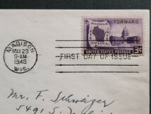 【FDC】アメリカ 1948年「ウィスコンシン州100年」初日カバー ②_画像2