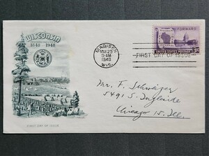 [FDC] America 1948 year [wis navy blue sin.100 year ] First Day Cover ②