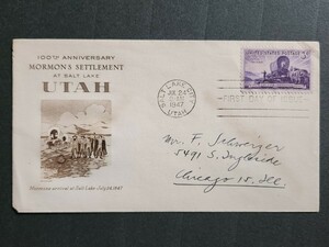 【FDC】アメリカ 1947年「ユタ州100年」初日カバー③