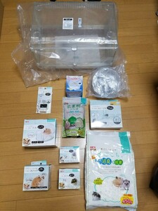 【箱なし 1円スタート!】未使用! ハムスターケージ グラスハーモニー600と飼育用品をまとめて! ゴールデンハムスター.爬虫類にも! ガラス製