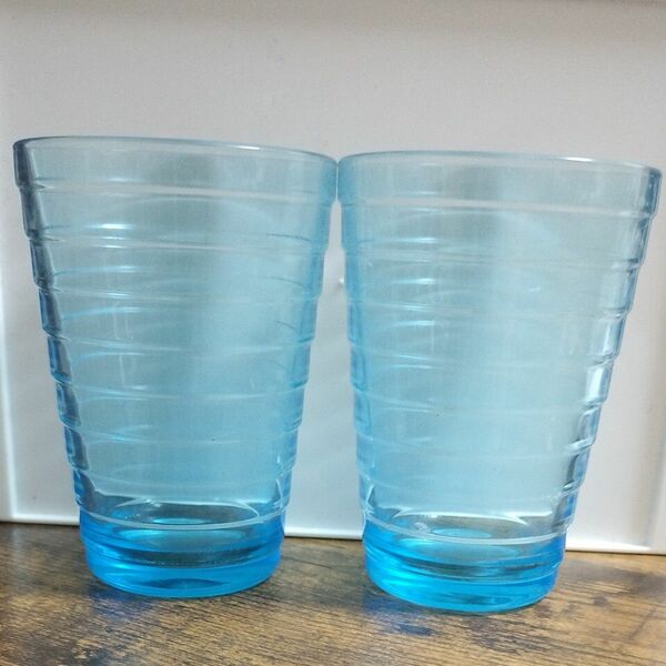 iittala グラス2個セット半透明の水色 送料込です。