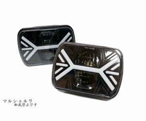 汎用5×7 LED ヘッドライト S13 SW20 AE86 KP61 JZA70 プラド B310 ハイラックス サニトラ FC3S 180SX 角型 角目 DRL ウィンカー内蔵