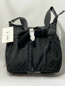  tag attaching new goods unused goods agnes.b Agnes B nylon dot pattern shoulder bag black 