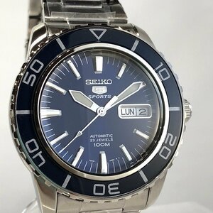 新品 逆輸入モデル！SEIKO セイコー5 スポーツ 自動巻き腕時計 SNZH53K1 青文字盤 ダイバーズ 裏スケルトン デイデイト メンズ 質セブン