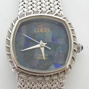 ♪tyom 1366-1 115 稼働品 LUCIO L-110 opal jewelry ルシオ オパール文字盤 青文字盤 クォーツ腕時計 レディース