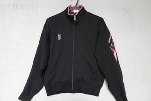 Mizuno SUPERSTAR/ Mizuno / длинный рукав спортивная куртка / джерси материалы / передний Zip выше / розовый переключатель / спорт / чёрный / черный /M размер (5/21R6)