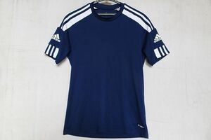 adidas PRIMEGREEN/アディダス/半袖Tシャツ/袖一部白切替/紺3本ラインテープ/ロゴプリント/スポーツ/紺/ネイビー/Mサイズ(5/29R6)