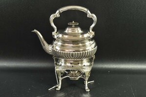V rare Britain antique L&W.S E.P.B.M silver kettle teapot stand & burner attaching Queen Anne style silver plate 