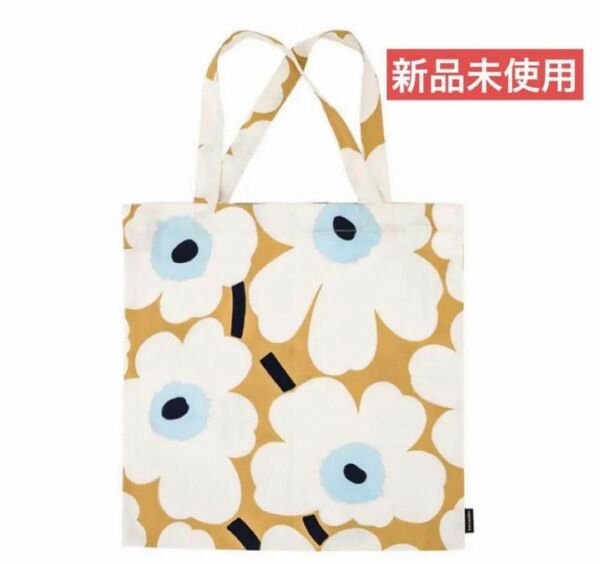 マリメッコmarimekko　トートバッグ　エコバッグ　ベージュ×水色