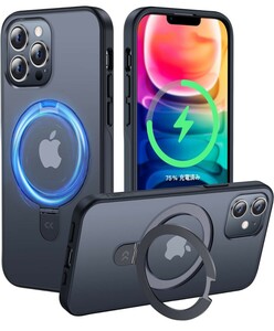  iPhone12 / 12Pro 用 ケース 隠し収納式 耐衝撃 スマホケース 薄形半透明 マット仕上げ 指紋防止 ストラップホール付きアイフォン 12