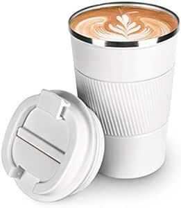 COLOCUP コーヒーカップ ステンレスマグ 保温保冷 直飲み 携帯マグカップ タンブラー 二重構造 真空断熱 510ML(ホワ