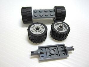 レゴ★未使用！薄型車軸とテクニックタイヤセット（D24×W14-車軸新濃灰）