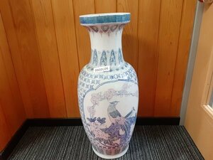 0502U26　工芸品　陶芸　中国　景徳鎮絵付文壷　高さ約62㎝　置物　陶器　ケース無し　※送料1500円