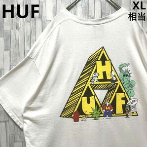 HUF ハフ Ｔシャツ サイズL ホワイト デカロゴ ビッグロゴ 半袖 トライアングル 送料無料