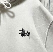 stussy ステューシー 長袖 プルオーバー パーカー スウェット デカロゴ サイズM ホワイト フーディ ショーンフォント 裏起毛 送料無料_画像5