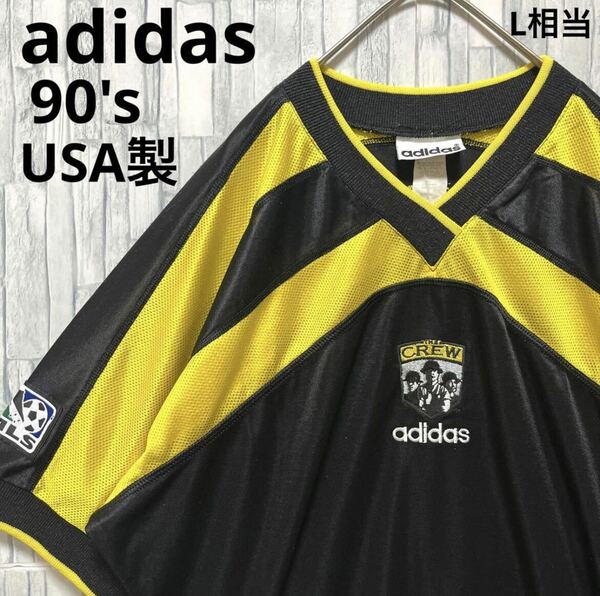 adidas アディダス MLS コロンバスクルー ゲームシャツ ユニフォーム サイズM サッカー 半袖 刺繍ロゴ ワッペン 90s 90年代 USA製 送料無料