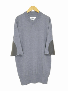 MM6 メゾンマルジェラ Maison Margiela ニット 半袖 エルボーパッチ プルオーバー S52HA0222 グレー size XS レディース