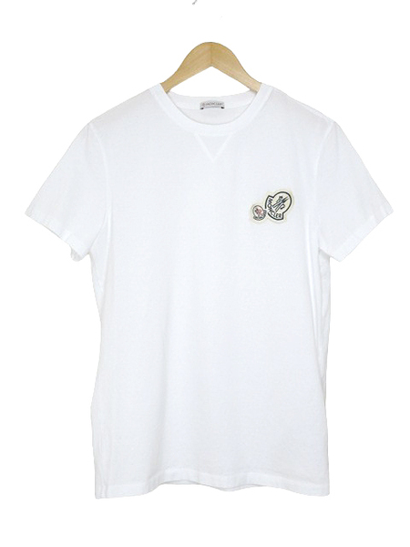 モンクレール MONCLER Tシャツ クルーネック 8C00026 8390Y ワッペン 半袖 ホワイト size M メンズ