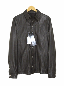 マーシャー MUSHER ジャケット ラムレザー ウエスタンシャツ型 S.A.BOG ブラック size L メンズ