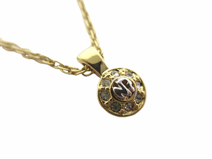  Nina Ricci NINA RICCI necklace pendant Logo line s loan Gold metal Vintage 