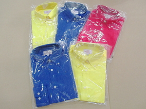 Kヨな3995 Printstar プリントスター ボタン付き シャツ ワイシャツ 長袖 襟付き S 4点 L 1点 計5点セット 赤 青 黄 制服