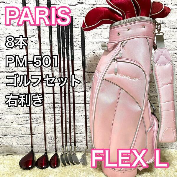 パリス PARIS PM-501 ゴルフセット 8本 右利き レディース クラブ L ミズノ キャディバック 送料無料