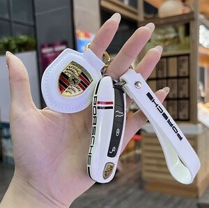 [ Porsche ] key cover key case Panamera Boxster 718 Cayenne 911ma relation man 3 point set white 1