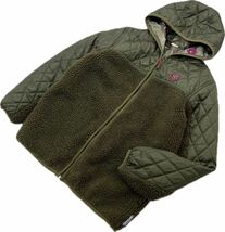 OUTDOOR PRODUCTS ☆ 切替えデザイン◎ フリース ジャケット パーカー グリーン オリーブ L 男女兼用 秋冬 アウトドアプロダクツ■BJ219_画像1