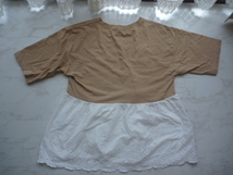 SM2 サマンサモスモス　裾レースＴシャツ　ゆったりな着心地　半袖　サイズF　ラテカラー_画像4
