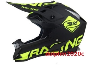 バイク　オフロードヘルメット　フルフェイスヘルメット　モトクロス　S~XLサイズ選択可　黒-RACING　 サイズ：XL