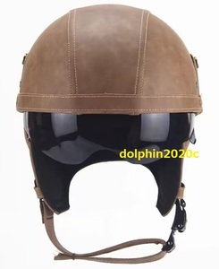 PU кожа Vintage Harley шлем мотоцикл semi-cap шлем защитные очки S~XL размер A-01 размер :L