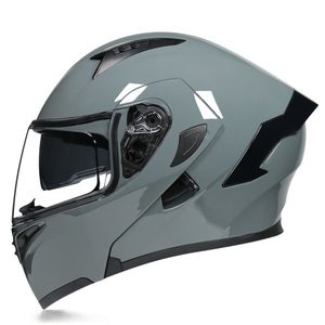 バイク ダブルレンズ フリップアップ フルフェイスヘルメット システムヘルメット M~XXLサイズ選択可 　グレー XXL