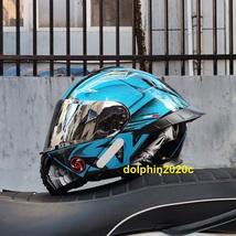 バイク ダブルレンズ フリップアップ フルフェイスヘルメット システムヘルメット　M~3XLサイズ選択可　ブルー　サイズ：M_画像3