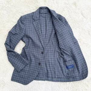 TOMORROWLAND×zegna 【お洒落な一着】トゥモローランド×ゼニア テーラードジャケット チェック 格子柄 グレー Ｍ〜Ｌ相当