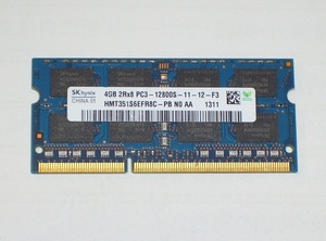 ◆SKhynix製 PC3-12800 (DDR3-1600) 204pin 4GB 完動品 即決！★送料120円！