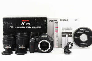 ★動作品★ペンタックス Pentax K-m ブラック 18-55mm 50-200mm ダブルレンズセット 