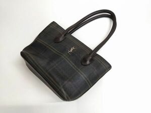 ▲YSL YVES SAINT LAURENT イブ サンローラン ハンドバッグ チェック柄 鞄 YSLロゴ 0523A-3 @60 ▲