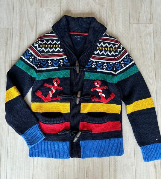 97. TOMMY HILFIGER.ダッフルニットカーディガン.Sサイズ