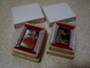 ZIPPO 本金蒔絵 富嶽三十六景 凱風快晴 神奈川沖浪裏 ２種 漆 初版 未使用完品