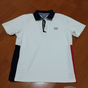 美品　Tommy　hilfiger　golf　トミーヒルフィガー　ゴルフ　メンズ　シャツ　LふLサイズ　ホワイト　半袖