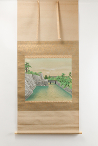Art hand Auction [Rakuza] [Reproduction] Hanging scroll as a piece of furniture Taisei Nijo Castle Landscape painting Tourism Kyoto hanging scroll ◆466, Painting, Japanese painting, Landscape, Wind and moon