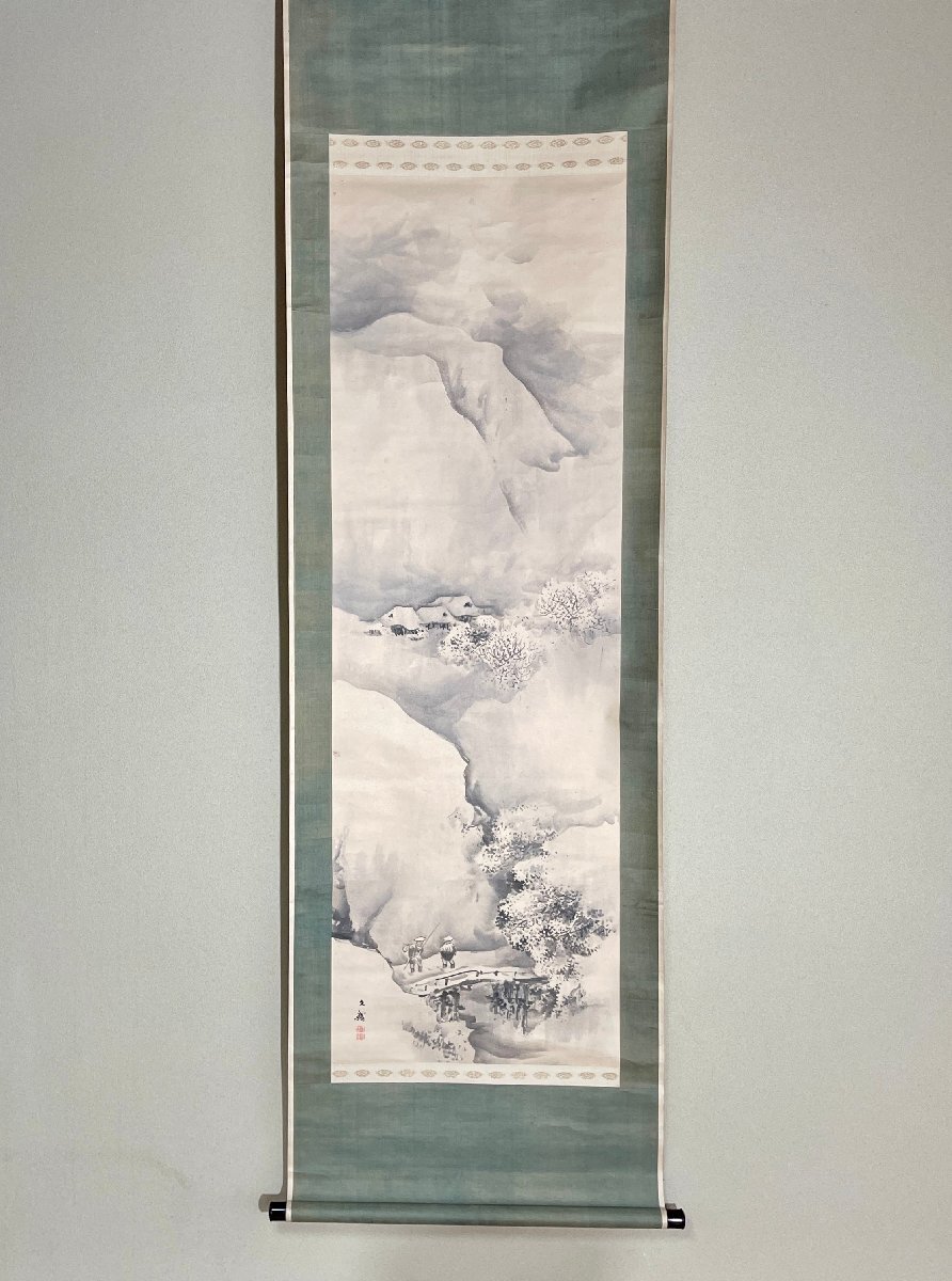 [Rakuza] [Reproducción] Pergamino de Shiokawa Bunrin, Pintor de la escuela Shijo de finales de los períodos Edo y Meiji., antigüedades chinas, Cuadro, pintura japonesa, Paisaje, viento y luna