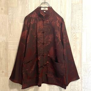 チャイナシャツ ブラウンchina shirt brown M相当