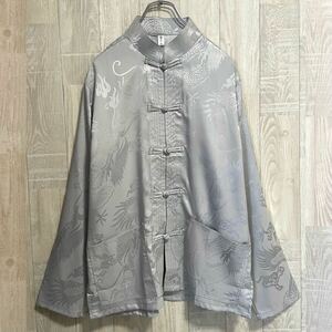 チャイナシャツ シルバーグレー china shirt silver gray M相当