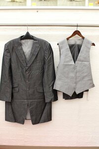  first come, first served! postage payment on delivery *3000 jpy uniformity sale * tuxedo * used *J-1221-55*BLL* lustre silver / wrinkle equipped 