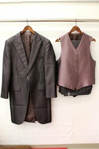 * special sale * postage payment on delivery *3500 jpy uniformity * used * tuxedo *Q-322-51*ABLL* stripe lustre brown group 