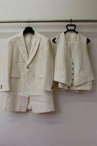 * special sale * postage payment on delivery *3500 jpy uniformity * used tuxedo *P-629-36*OLL* eggshell white stripe / wrinkle equipped 